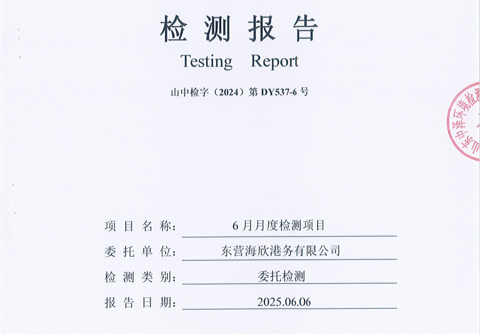 东营海欣港务有限公司-6月份环境检测报告