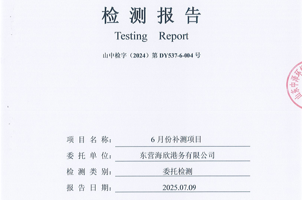 东营海欣港务有限公司-6月份环境检测报告（补测）