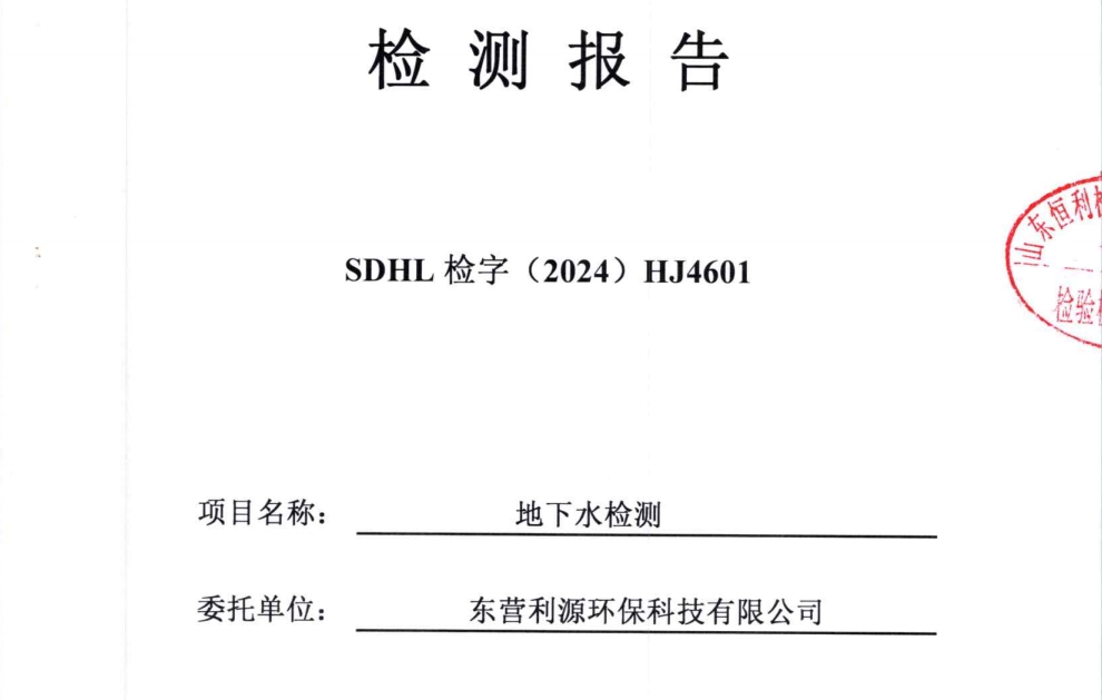 东营利源环保科技有限公司2024年地下水下半年检测信息公开